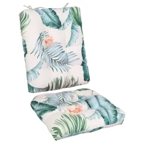 2Pcs/Set 1Pc Back Cushion And 1Pc Seat Cushion Rocking Chair Cushion Upper And Lower Back And Seat Sets (Option: BeigeColorLeaf-UpgradedVersion)